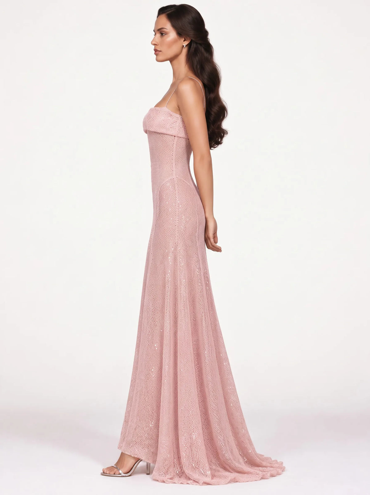 Mabel Sequin Crochet Spaghetti Strap Maxi Dress