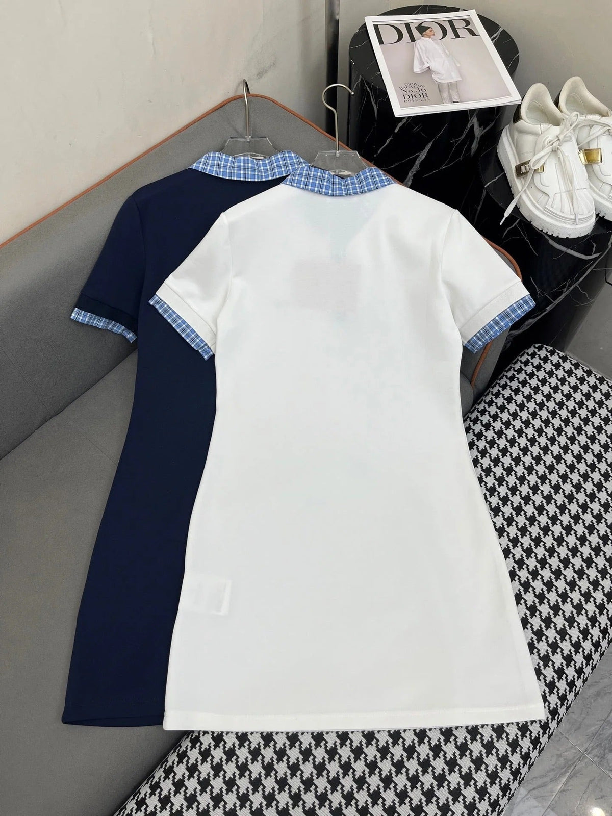 POLO SHIFT DRESS PLAID DESIGN PIQUÉ COTTON 266701