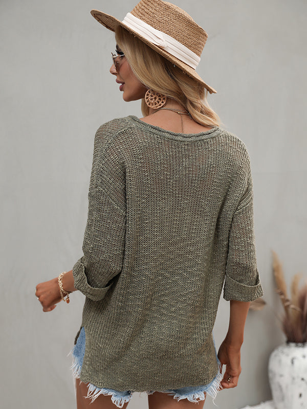 Simple Casual 4 Colors Sweater Top