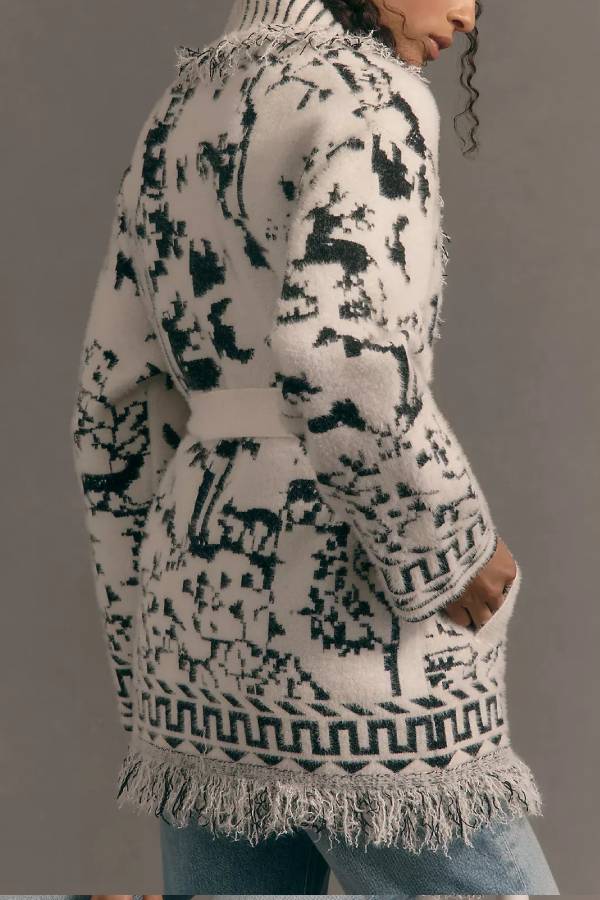 NVLT Knit Fringe Cardigan Sweater