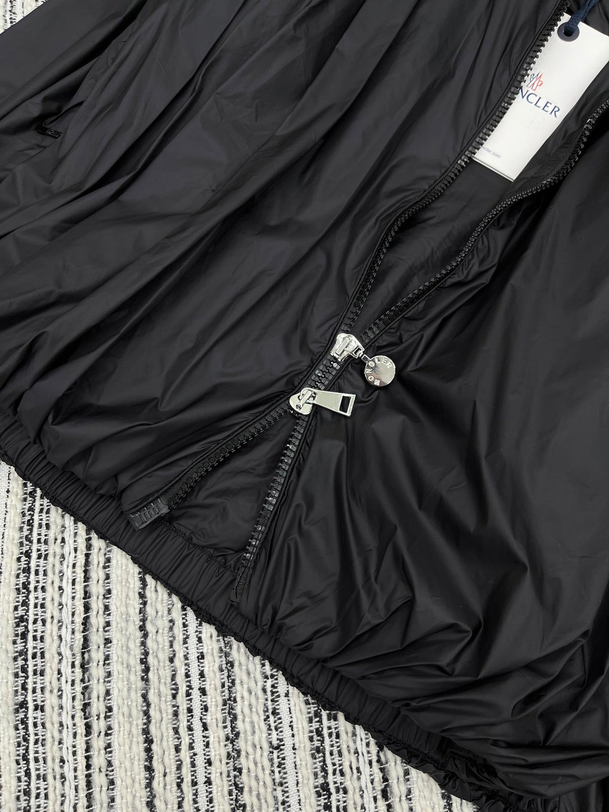 Moncle 25 Stand-Up Collar Double Zip Jacket Black Cotton and Polyester 267979
