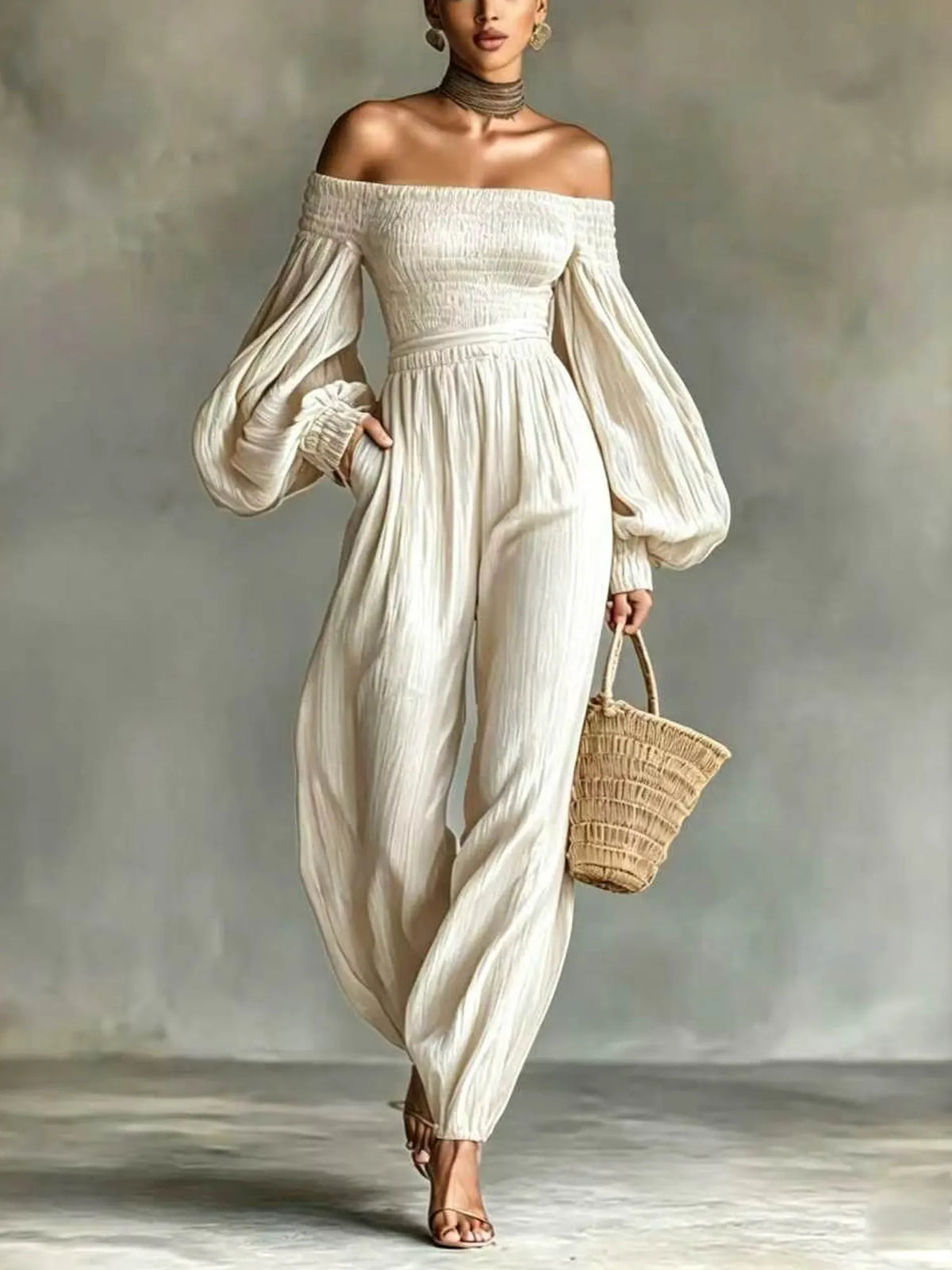 Genesis Balloon Sleeve Ruch Jumpsuit