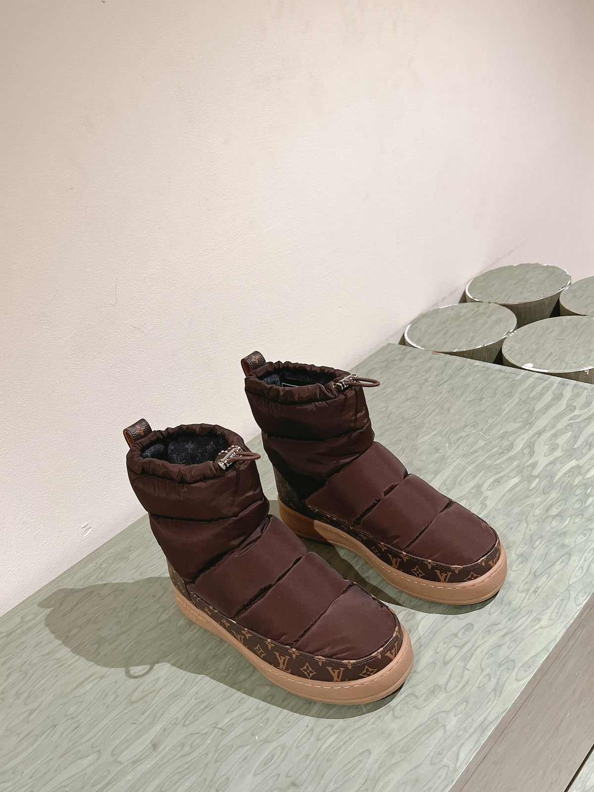 LV Cloud Ankle Boot Sneaker Brown Nylon Monogram Canvas