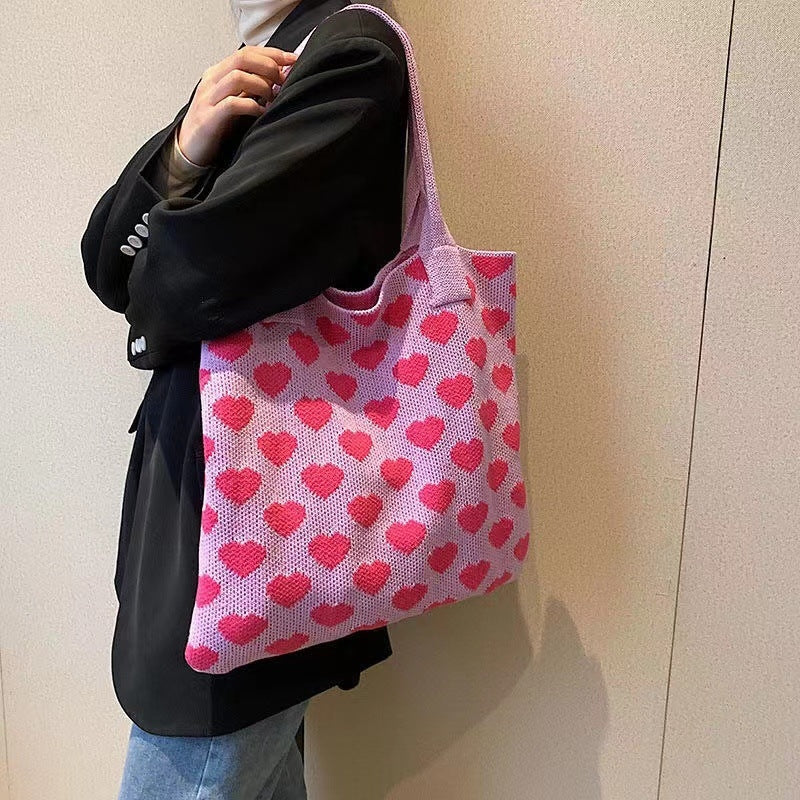 Crochet Tote Bag Love Bag Large Capacity Tote Bag