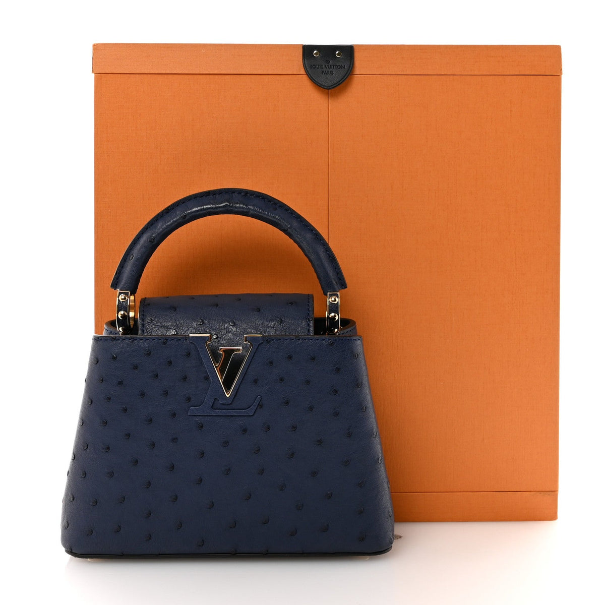 Ostrich Capucines Mini Indigo