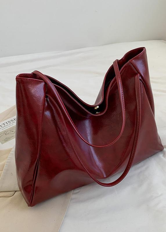 Spacious Faux Leather Tote With Glossy Finish