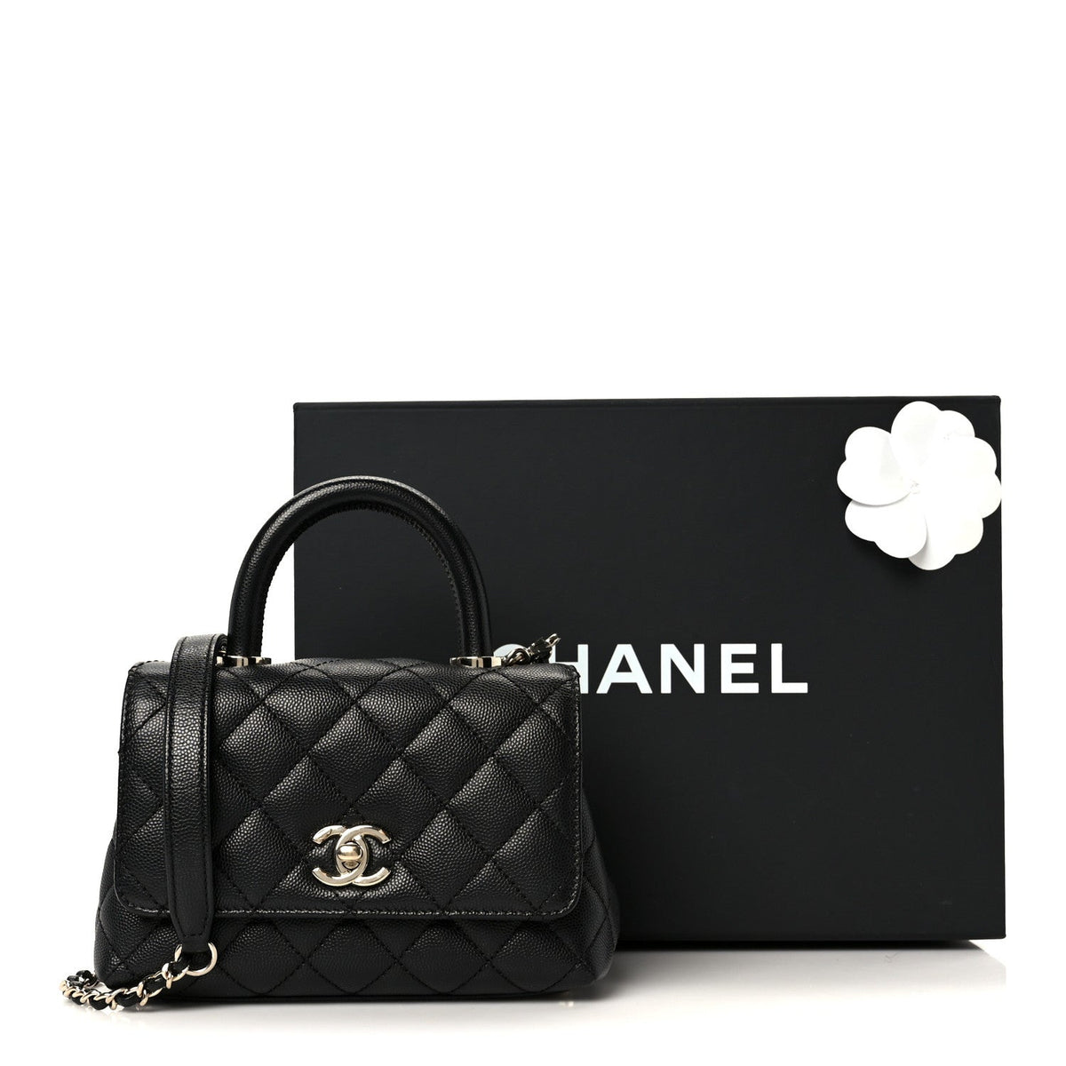 Caviar Quilted Extra Mini Coco Handle Flap Black