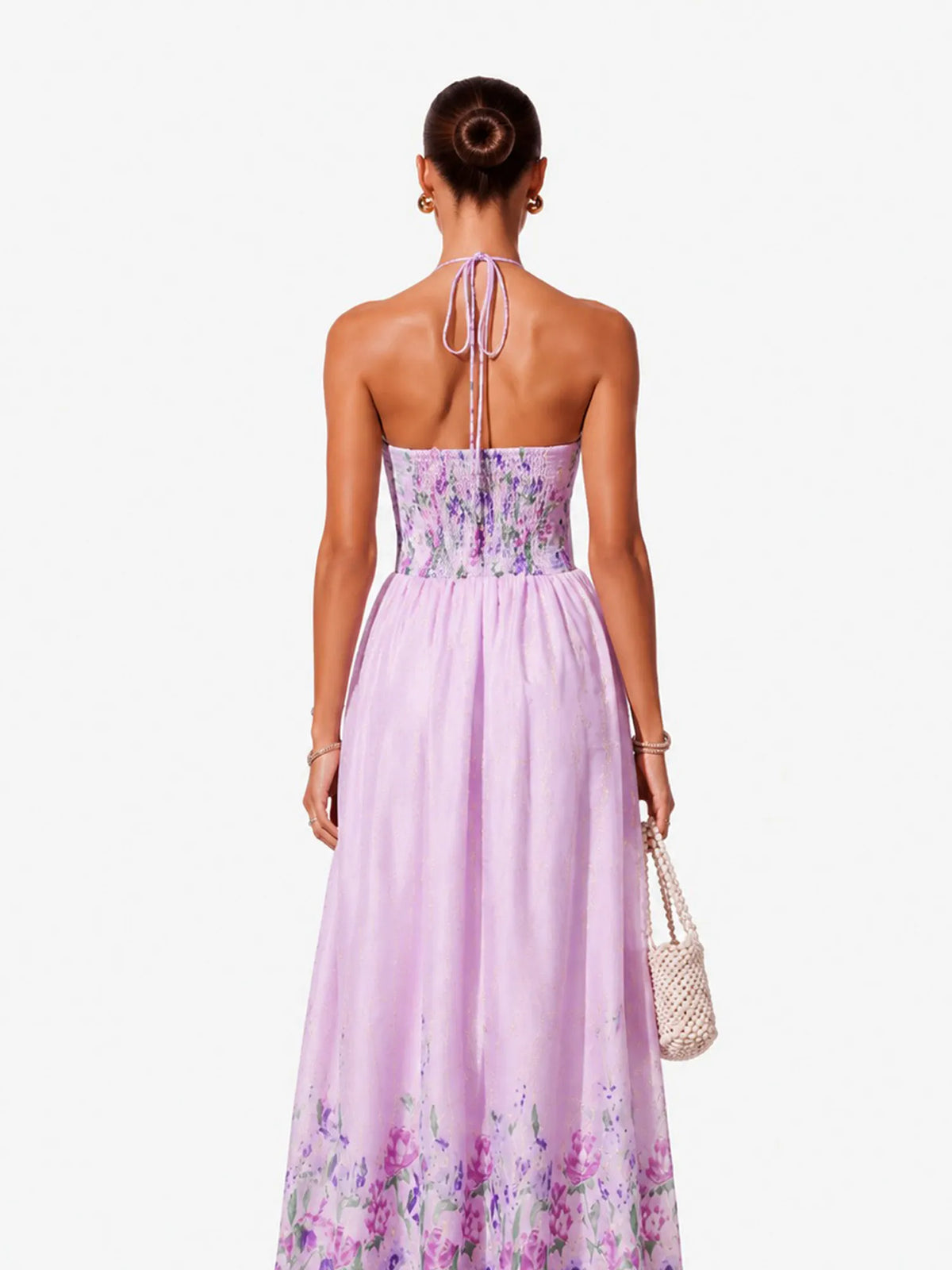 Mariana Resort Flowy Spaghetti Strap Bow Floral Print Woven Maxi Dress