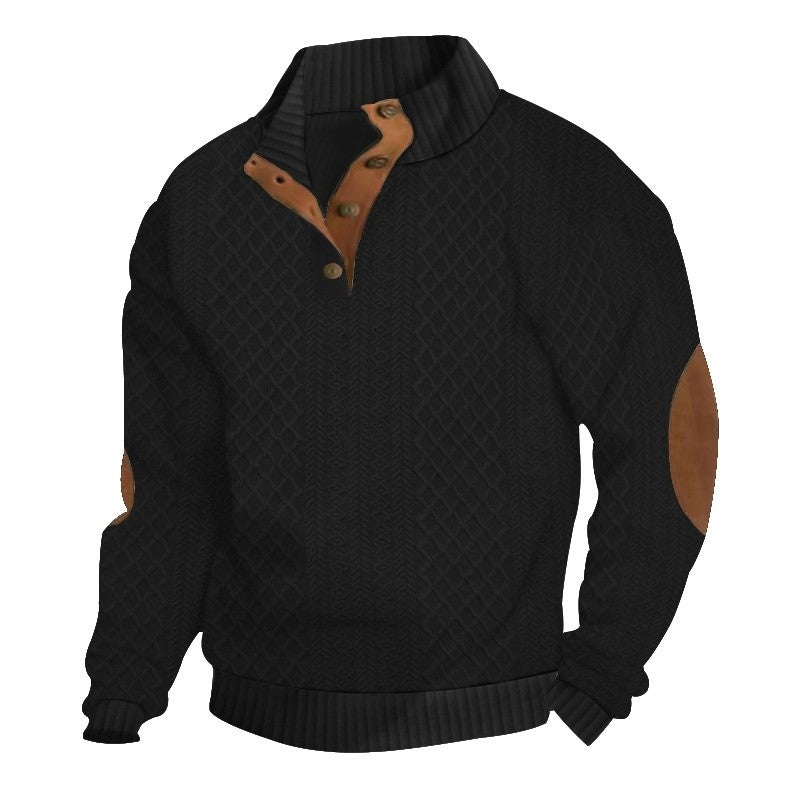 Stand Collar Long Sleeve Jacquard Knit Sweater