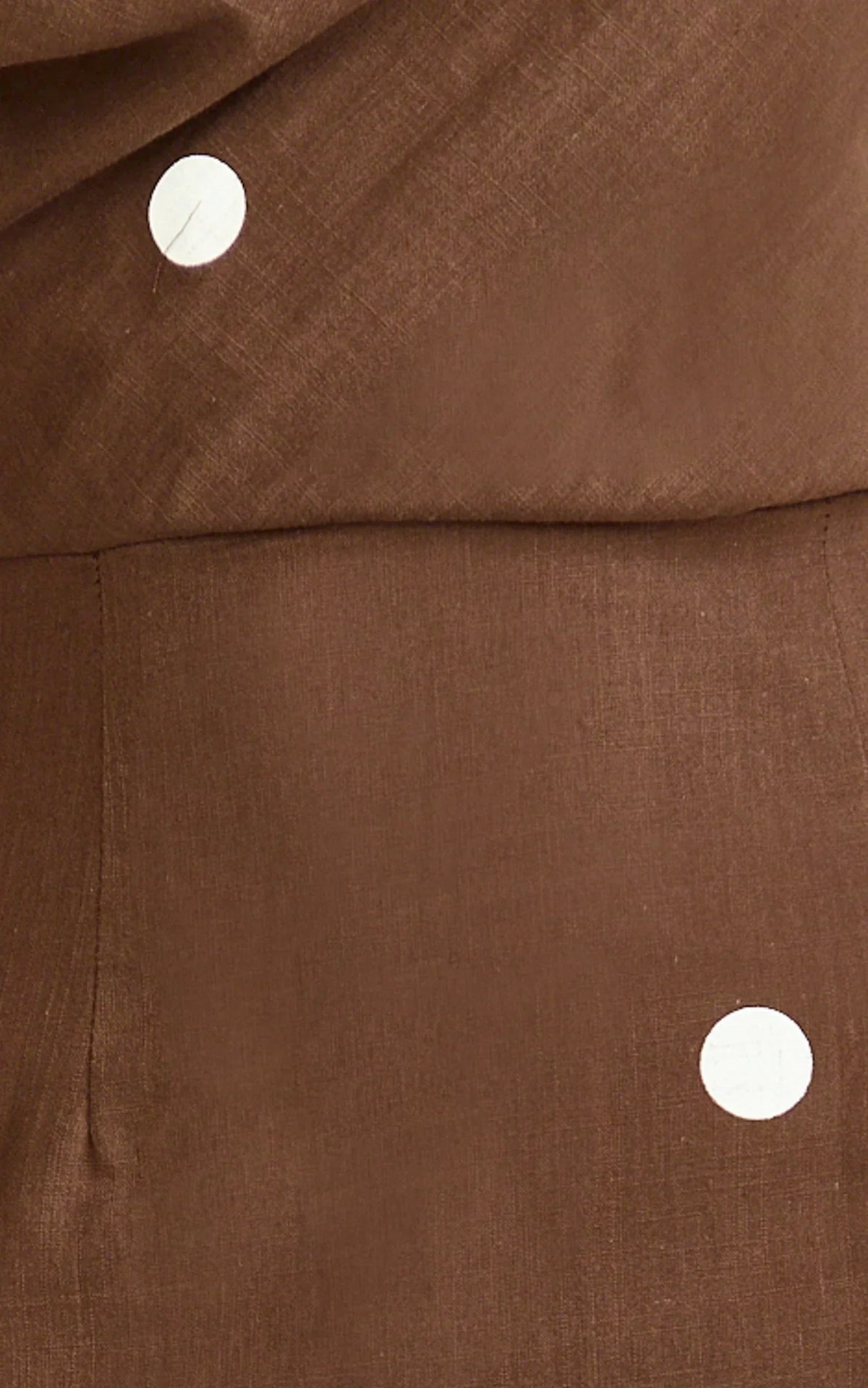 Cia Maxi Dress - Tipped Shoulder Linen Polkadot Dress in Chocolate