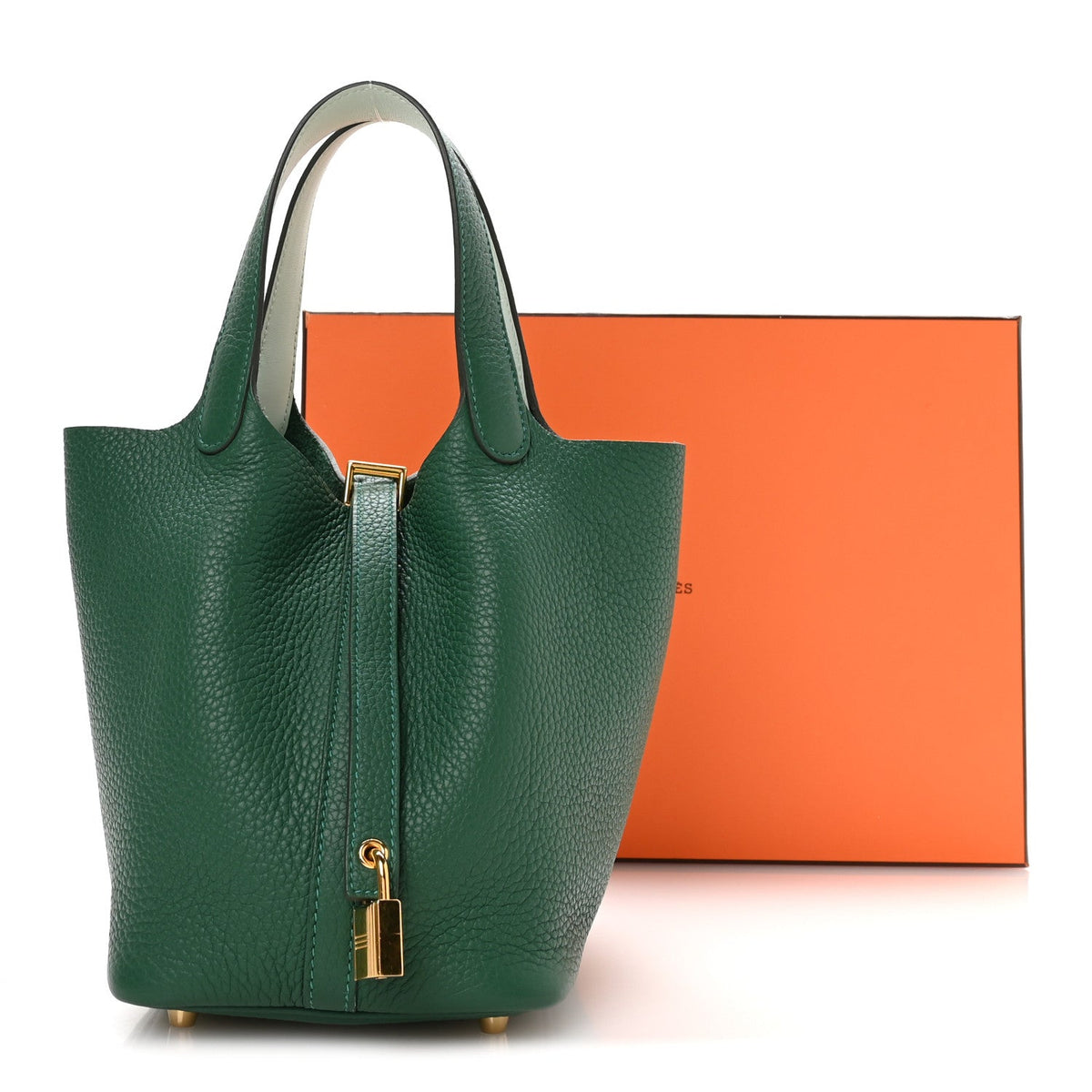 Taurillon Clemence Swift Eclat Picotin Lock 18 Vert Moyen Vert Peppermint