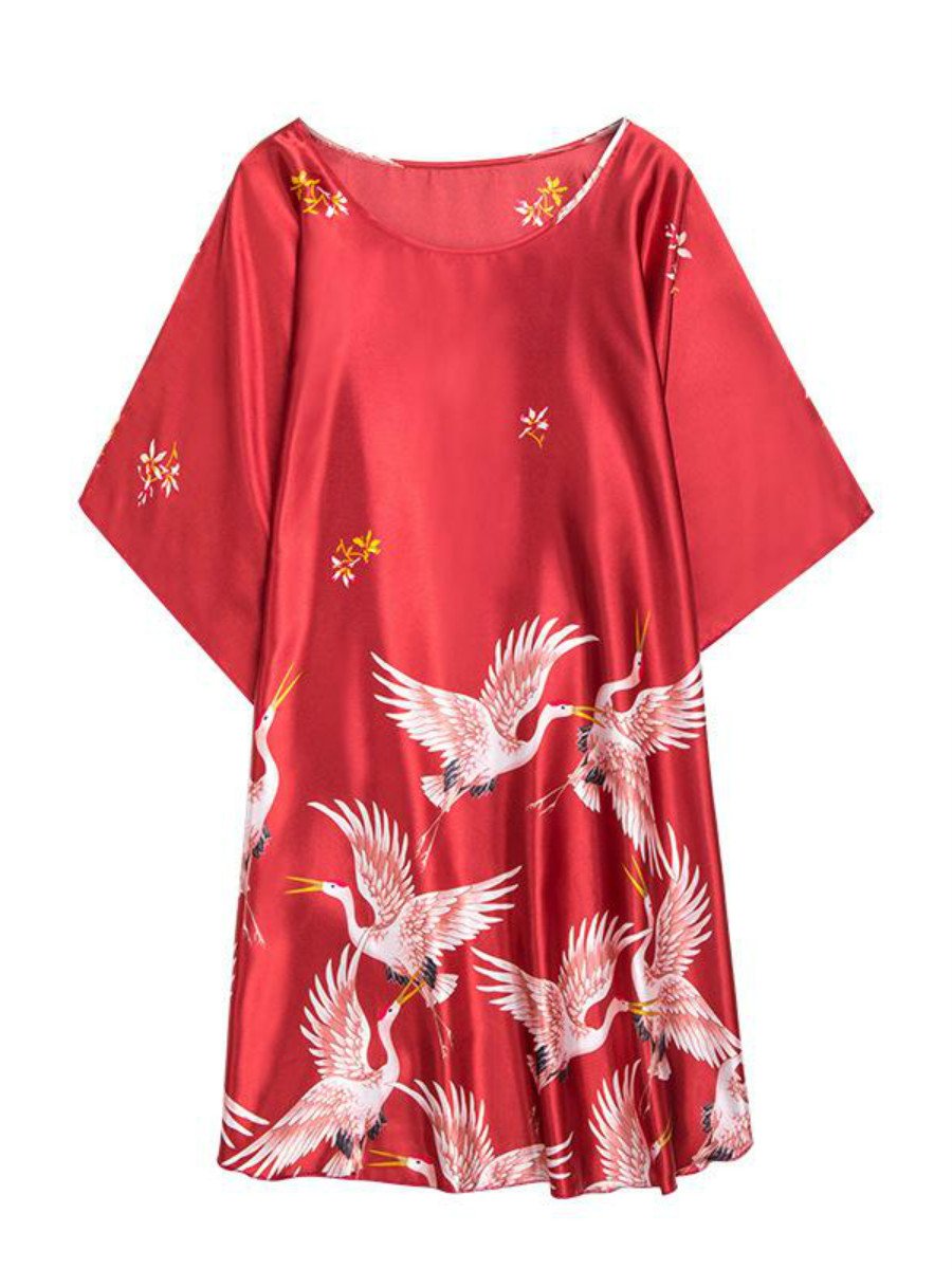 Silk Nightwear Women'S Summer Bats Sleeve Sleeping Skirt Women'S Summer Size Clothing
