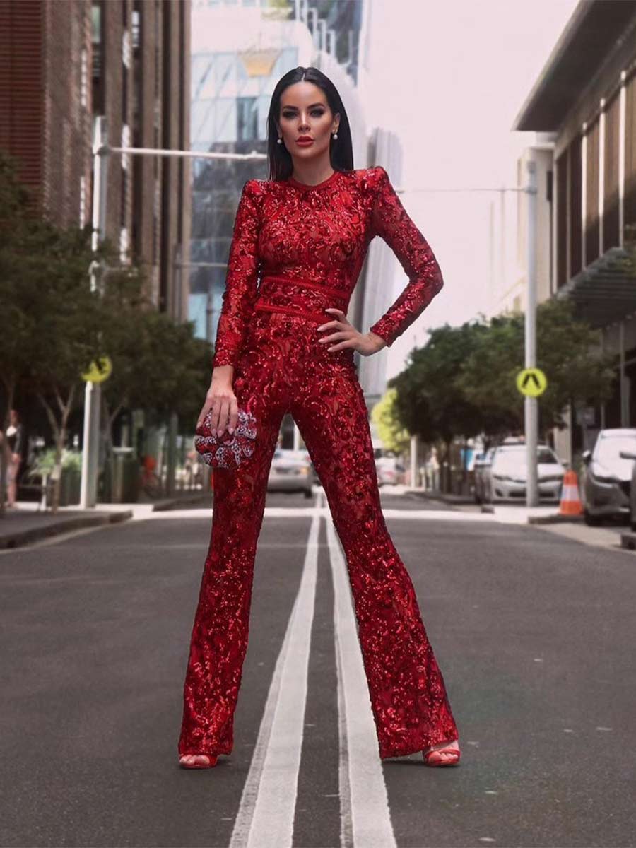 Bellamy Long Sleeved Lace Jumpsuit