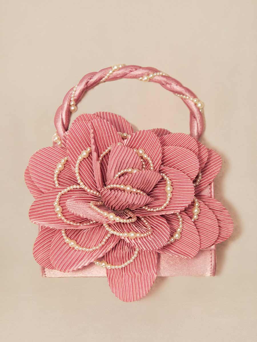Celine Pleated Petal Rose Pearl Evening Bag