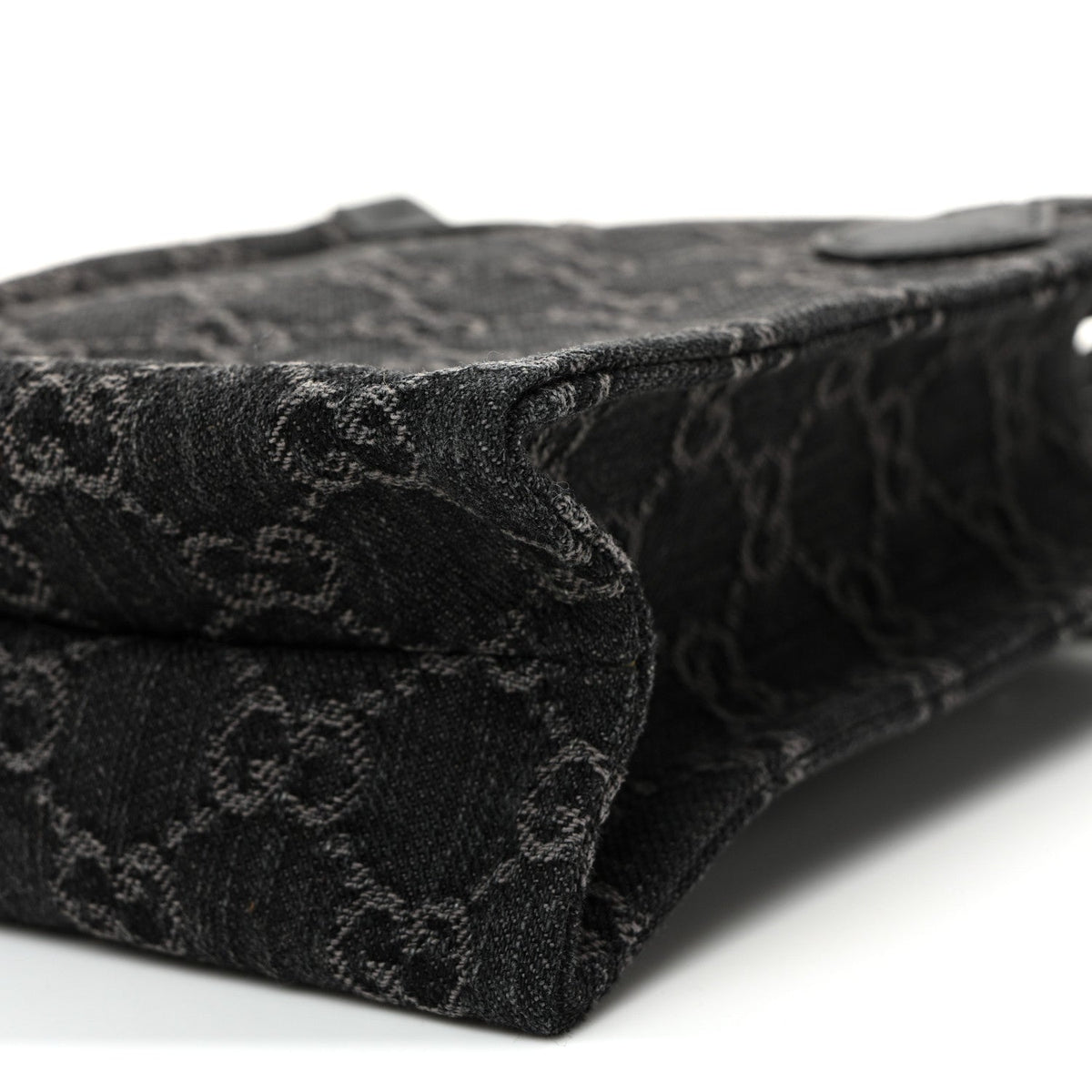 Denim GG Monogram Calfskin Mini Ophidia Tote Bag Black