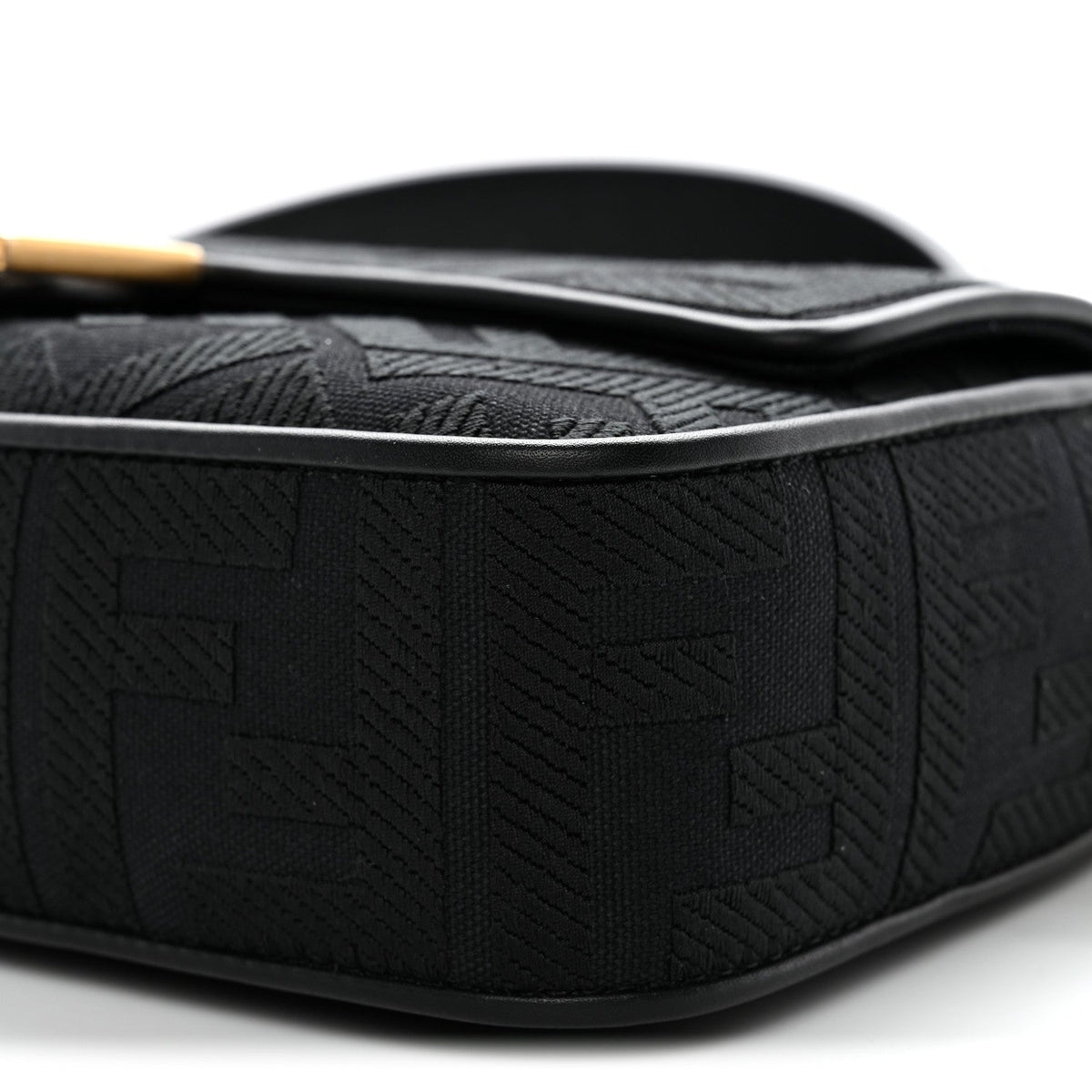Canvas Vitello King Extra Strap FF Embroidered Baguette Black