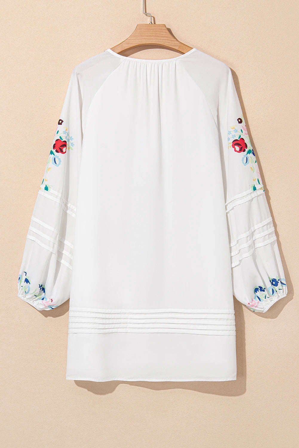 White Boho Floral Tassel Tie V Neck Mini Dress