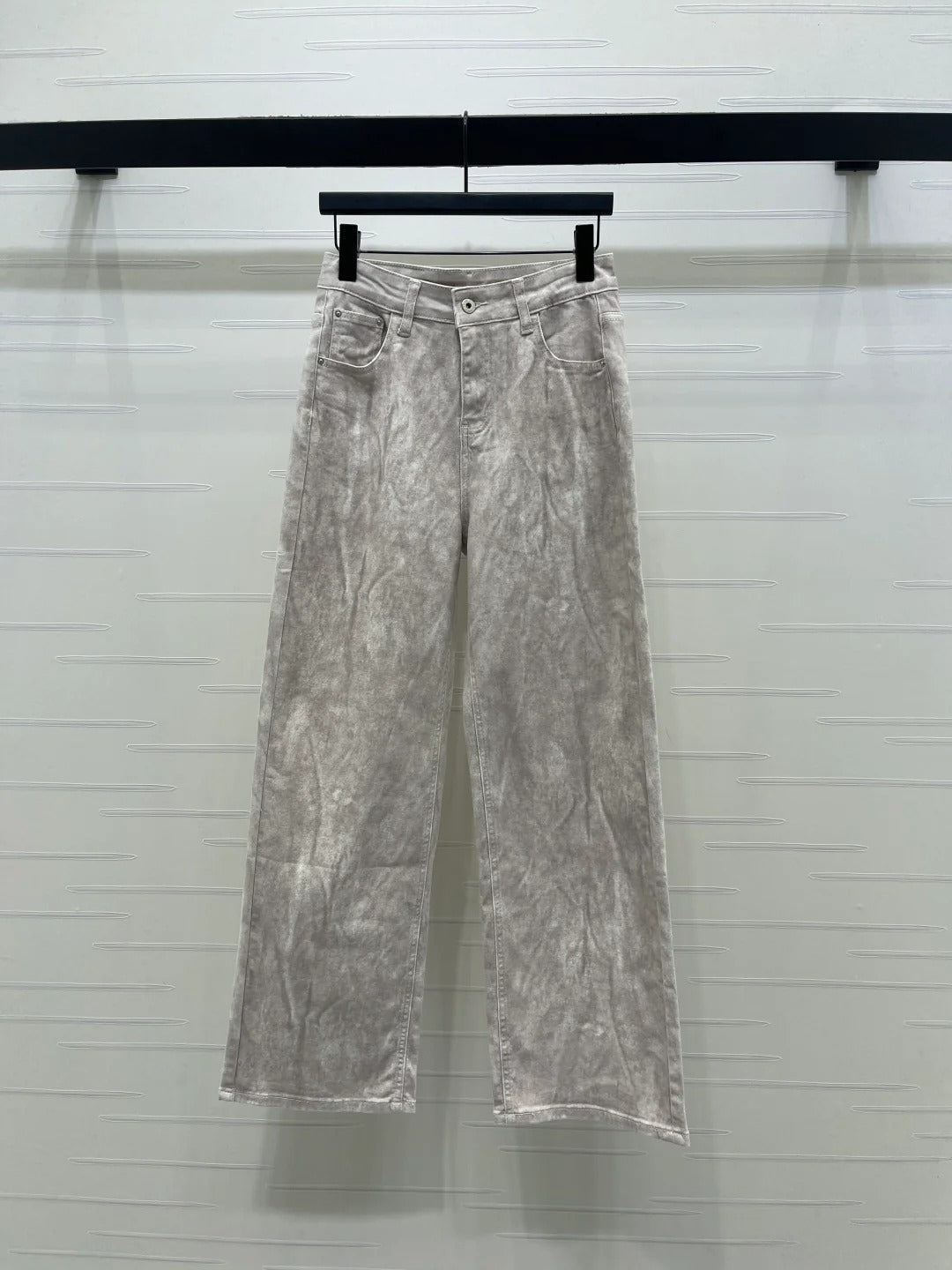 Miumiu 2026 Straight Leg Jeans Beige and Pink Cotton 352472