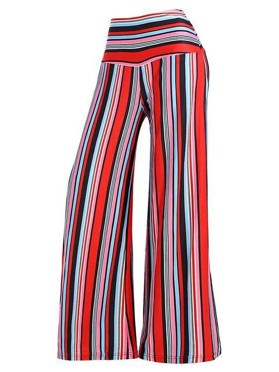 New Loose Striped Printed Trousers Flared Wide-Leg Pants