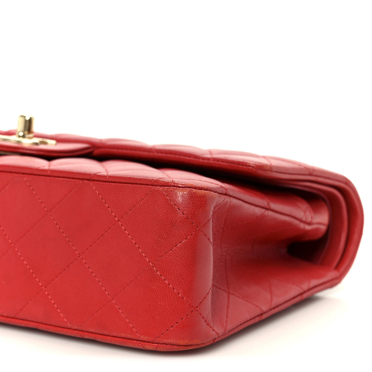 Lambskin Quilted Medium Double Flap Red
