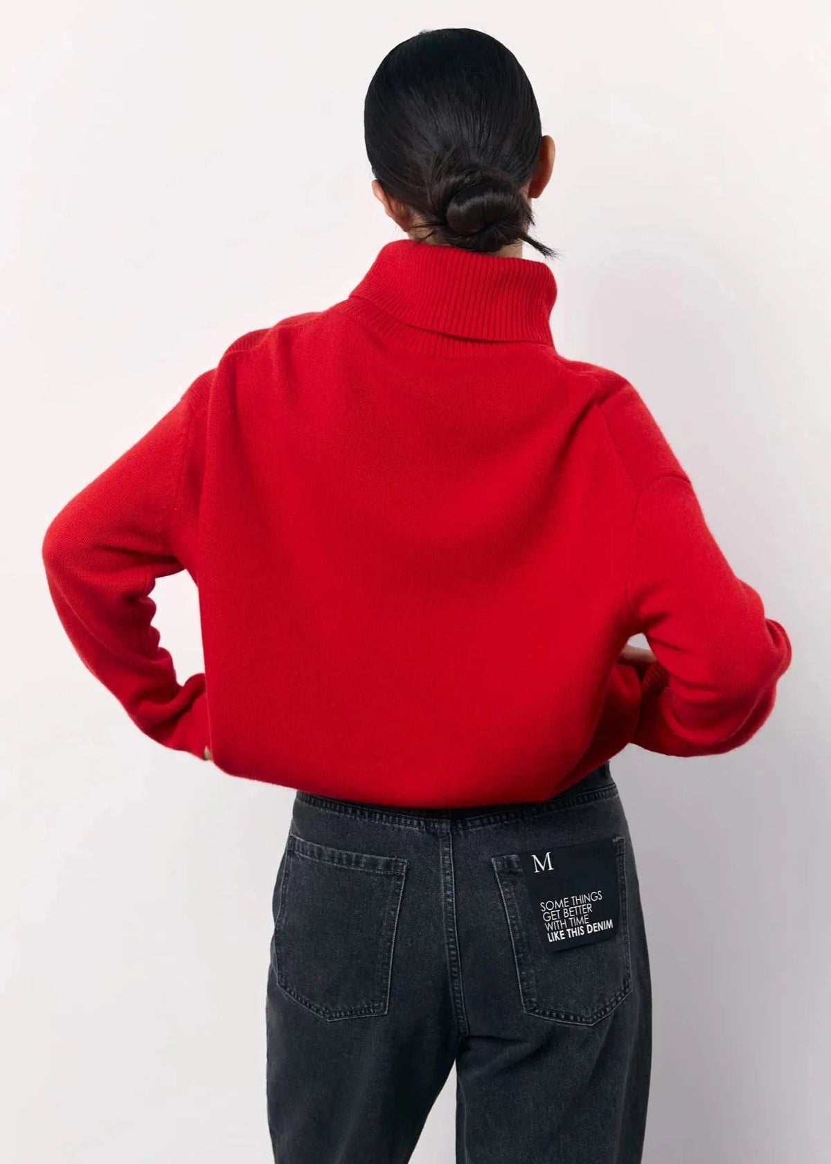 Turtleneck Knit Sweater In Soft Red Fabric