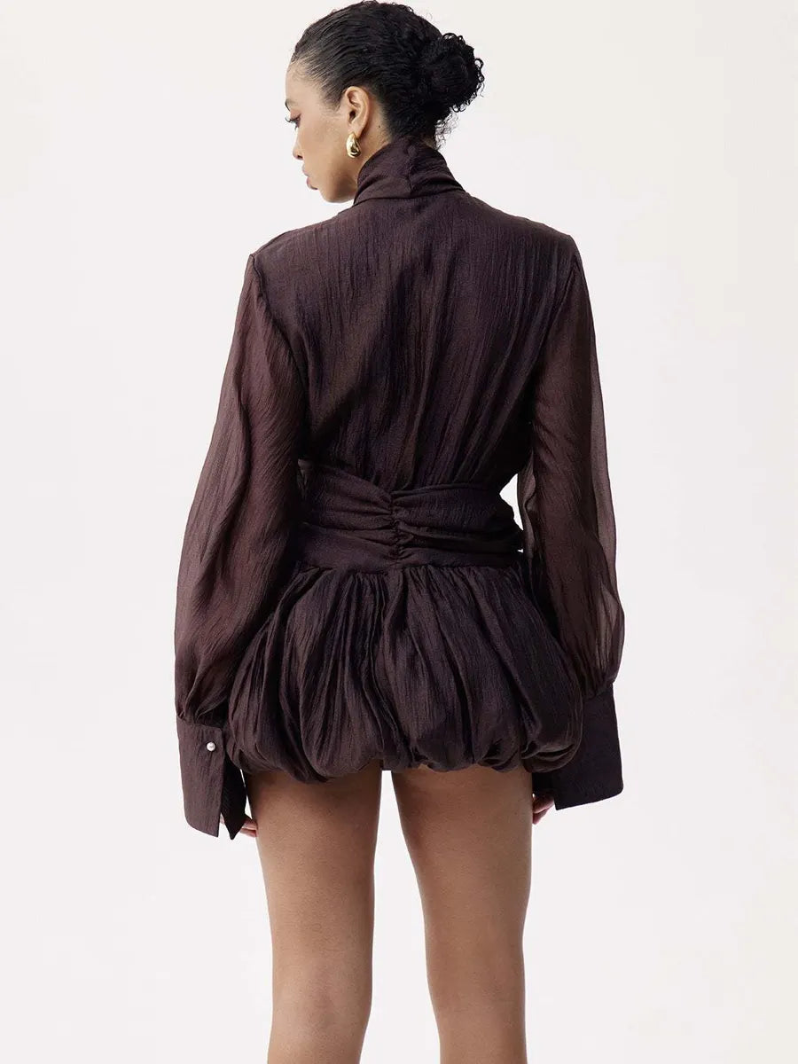 Kinsley Tie Up Bubble Mini Dress