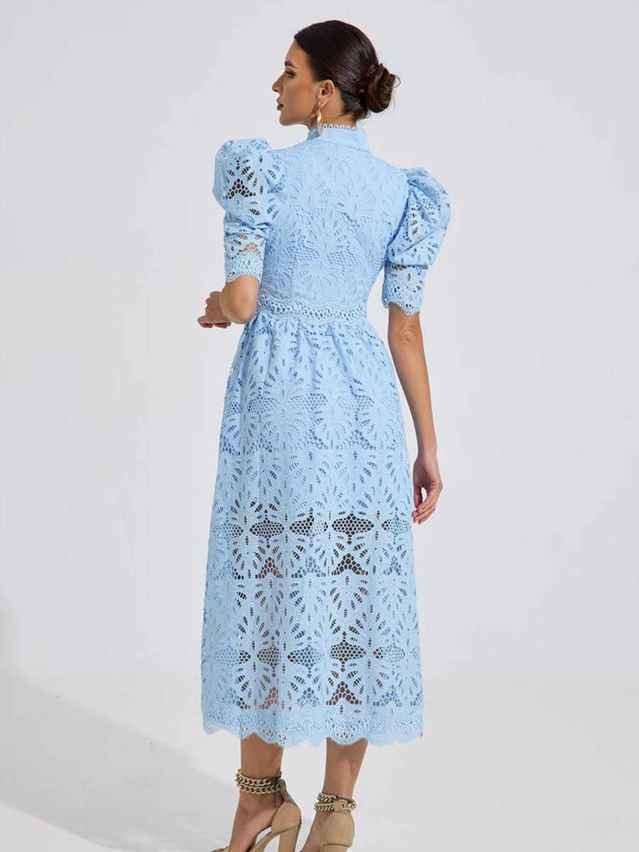 Jocelyn Sky Lace Midi Dress