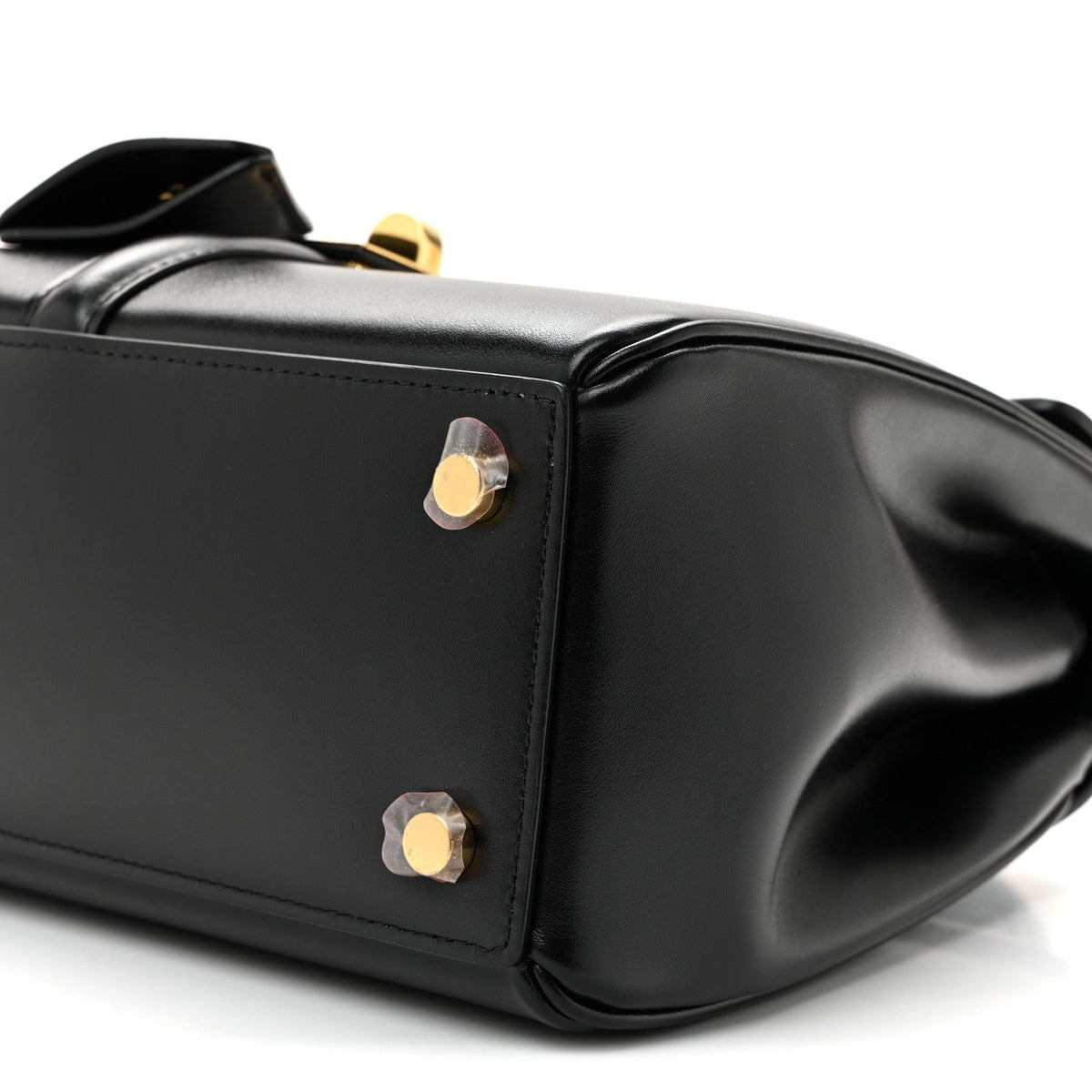 Satinated Calfskin Small 16 Top Handle Bag Black