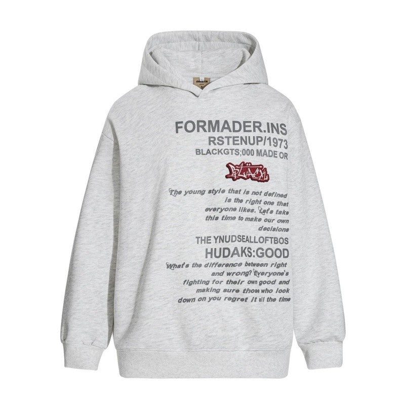Letter Print Hooded Sweatshirt Unisex Casual Pullover