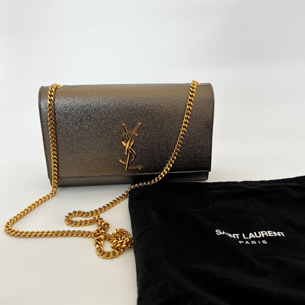 Saint Laurent Bronze Textured Leather Medium Kate Bag