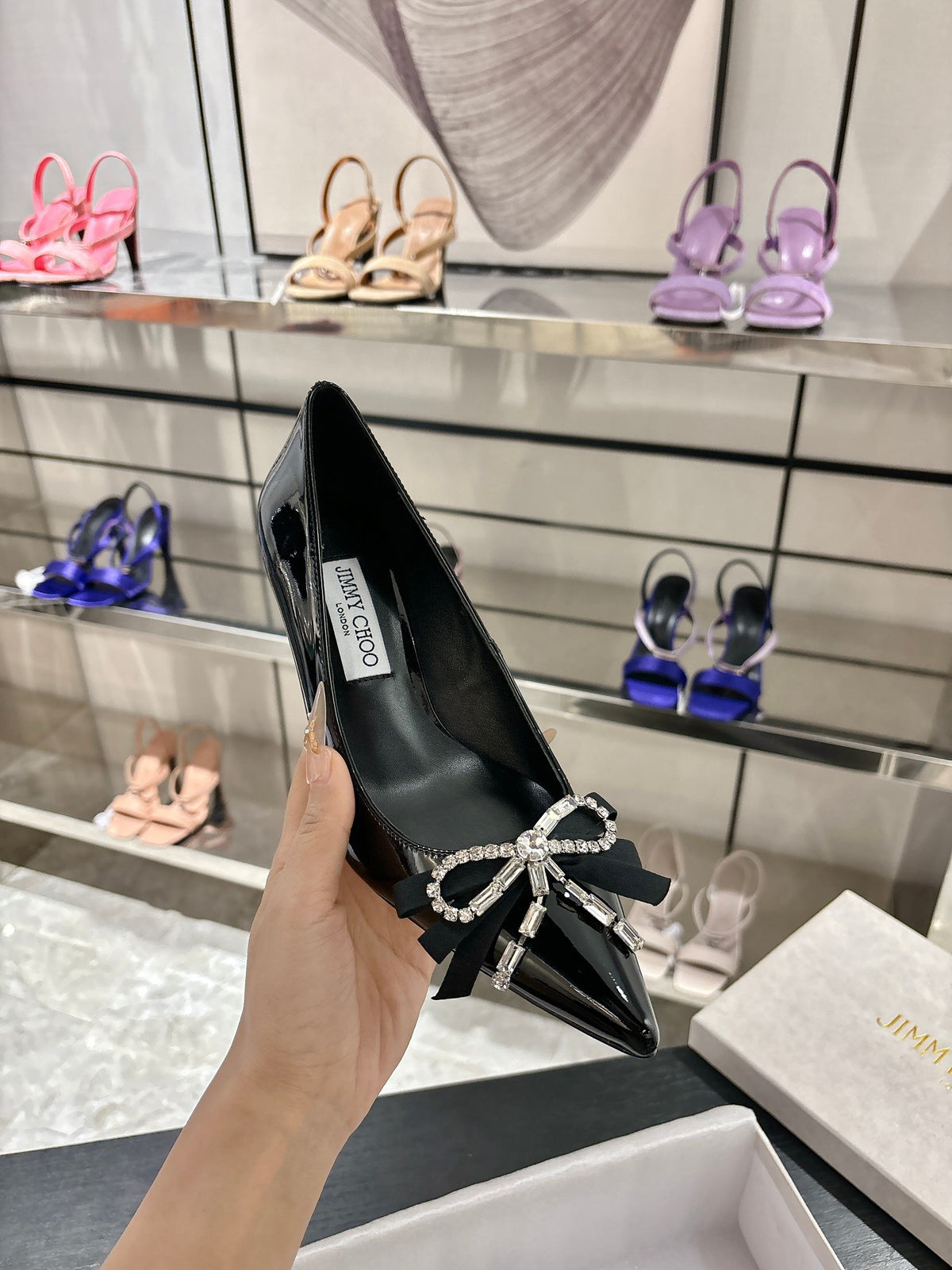 Jimmy Choo Auria Pumps 70 Black Patent Leather 597652