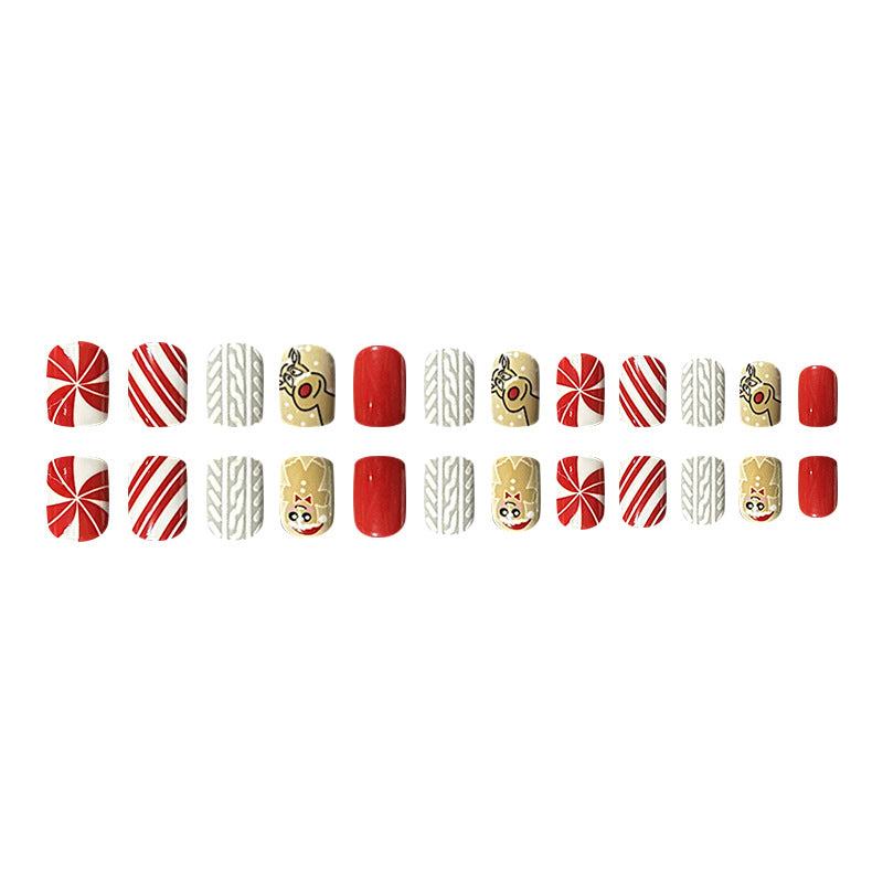 Red Christmas Embossed Gingerbread Man Wearing Manicure