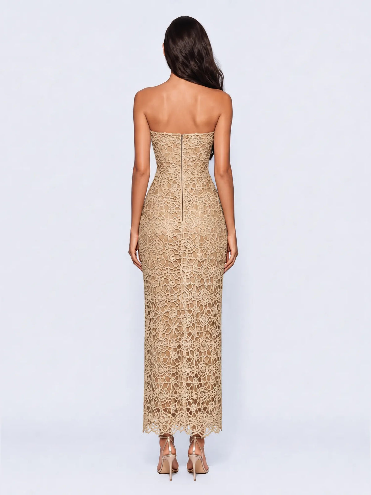 Isolde Cut Out Lace Strapless Maxi Dress
