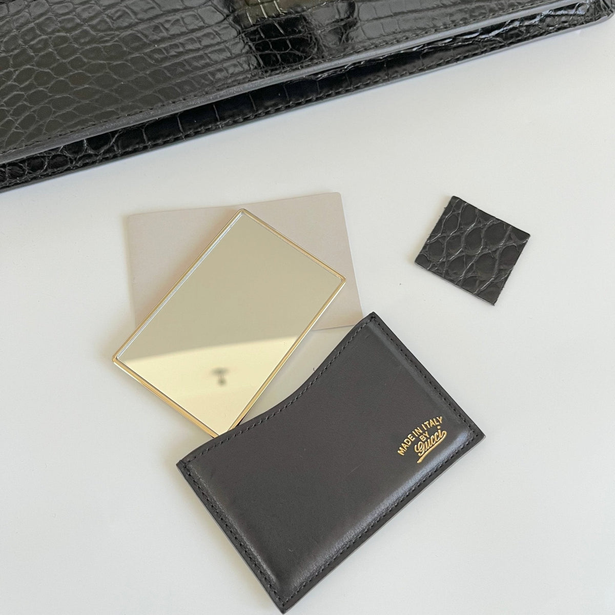 Gucci Brown Crocodile 1973 Flap Long Clutch