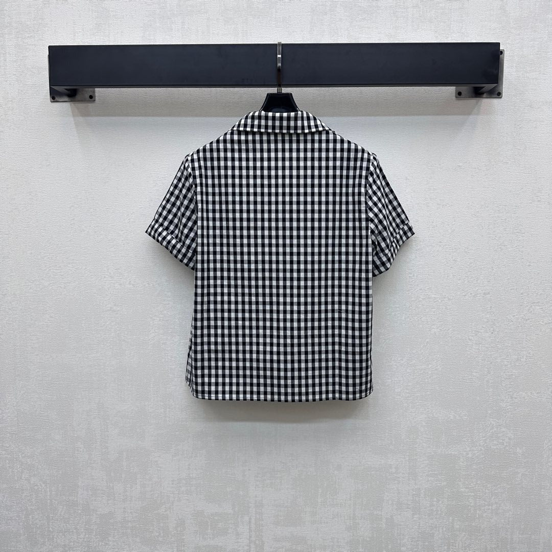 MIU 25S SHORT SLEEVE PLAID SHIRT 264708