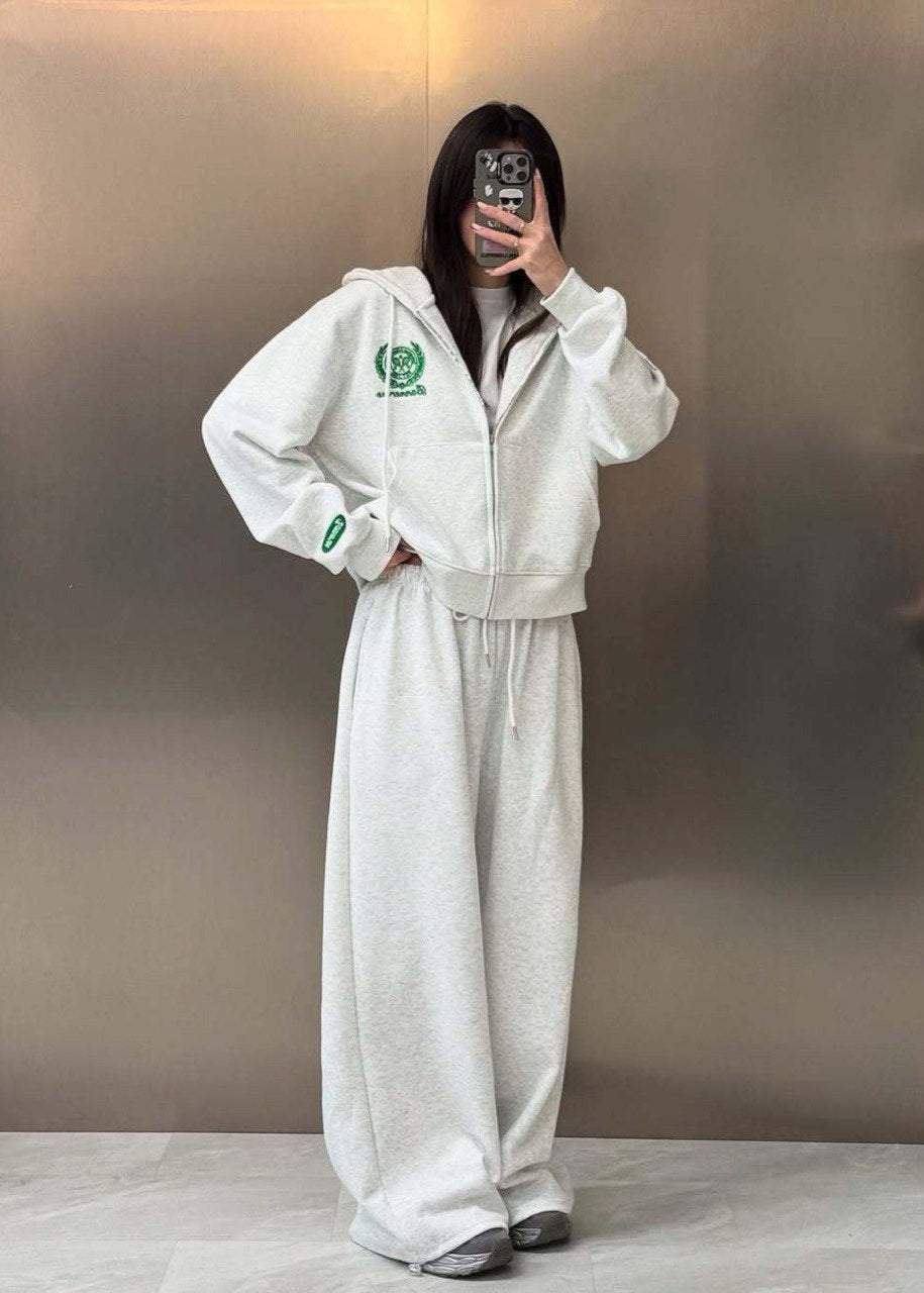 Cotton Blend Hoodie And Wide Leg Lounge Set