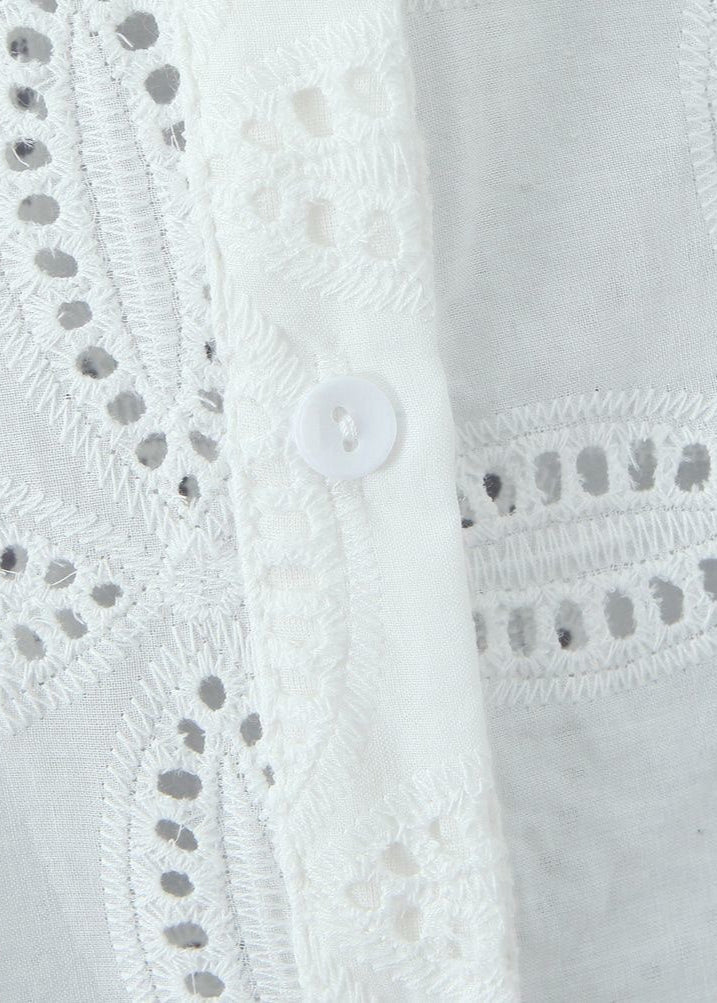 Cotton Two Piece Broderie Anglaise Shirt Skirt Set