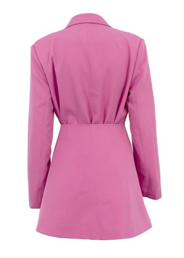 Tailored Polyester Blend Two Piece Blazer And Shorts Set In Pink