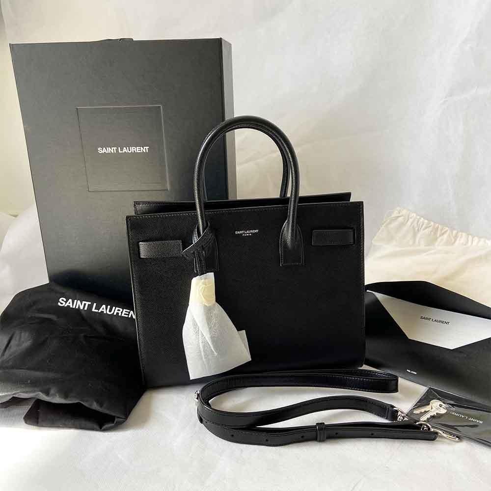 Saint Laurent Black Grained Leather Baby Sac De Jour