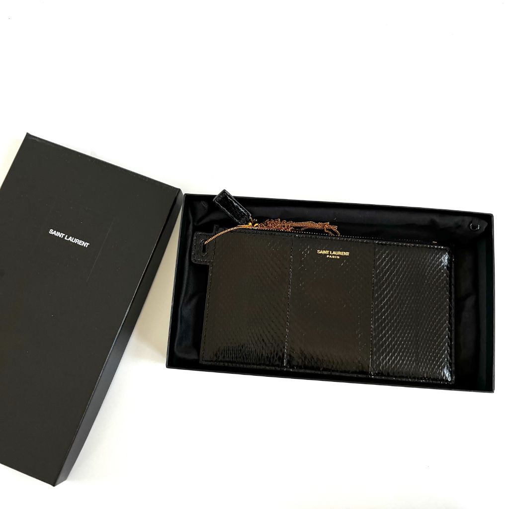 Saint Laurent Black Python Pouch