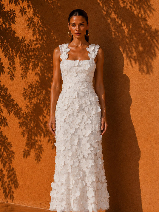 Aubrey Embroidered Butterfly Sleeveless Midi Dress