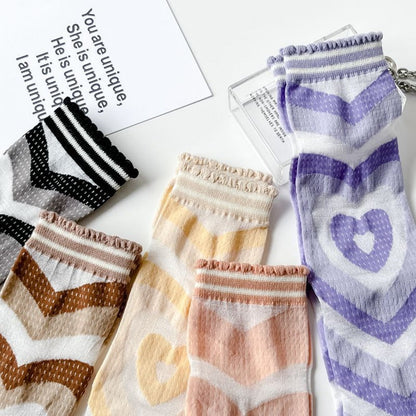 Rufia - Hollow Heart Pattern Mid-Calf Stockings