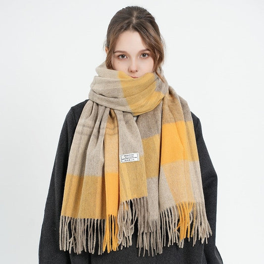 Plaid Fringe Shawl Scarf