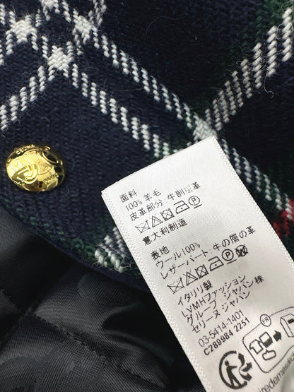 Celine Blouson Triomphe Bomber Jacket Blue Wool and Suede