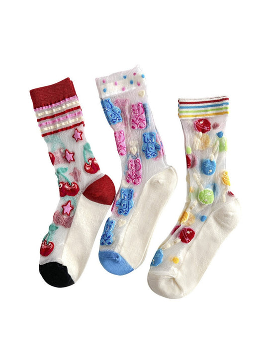 Rufia - Retro Cute Thin Mid-Calf Socks - Sweet &amp; Breezy