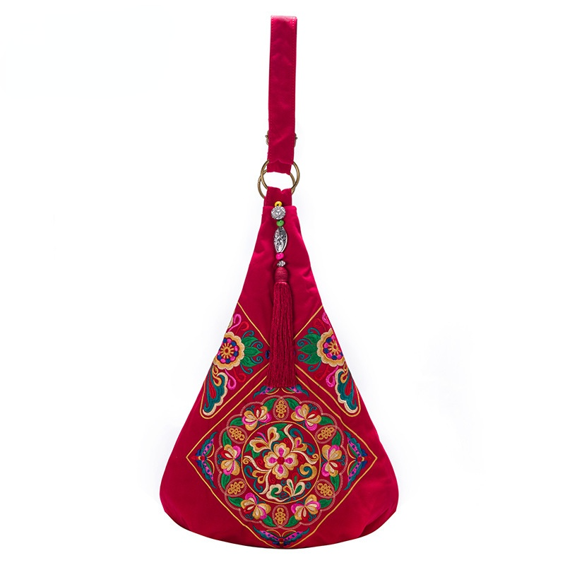 Tibetan Embroidery Bag Ethnic Style Single Shoulder Bag Women'S Bag Retro Embroidery Wandering Bag Fashion Denim Canvas Bag