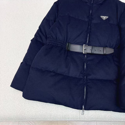 Prada Loden Down Jacket Navy Blue Cashmere