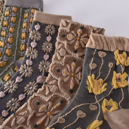 Rufia - Floral Knit Socks - Vintage &amp; Stretchy
