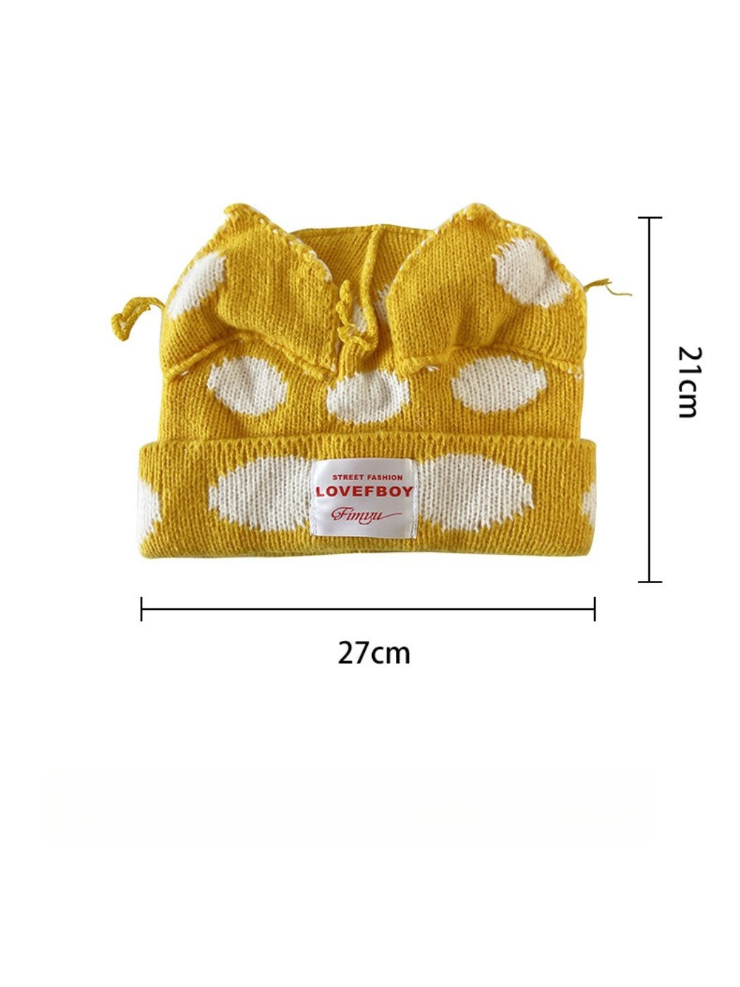 Haila - Polka Dots Cat-Ear Knitted Beanie