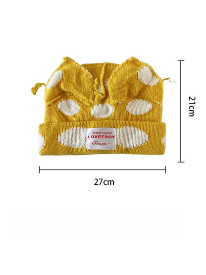 Haila - Polka Dots Cat-Ear Knitted Beanie